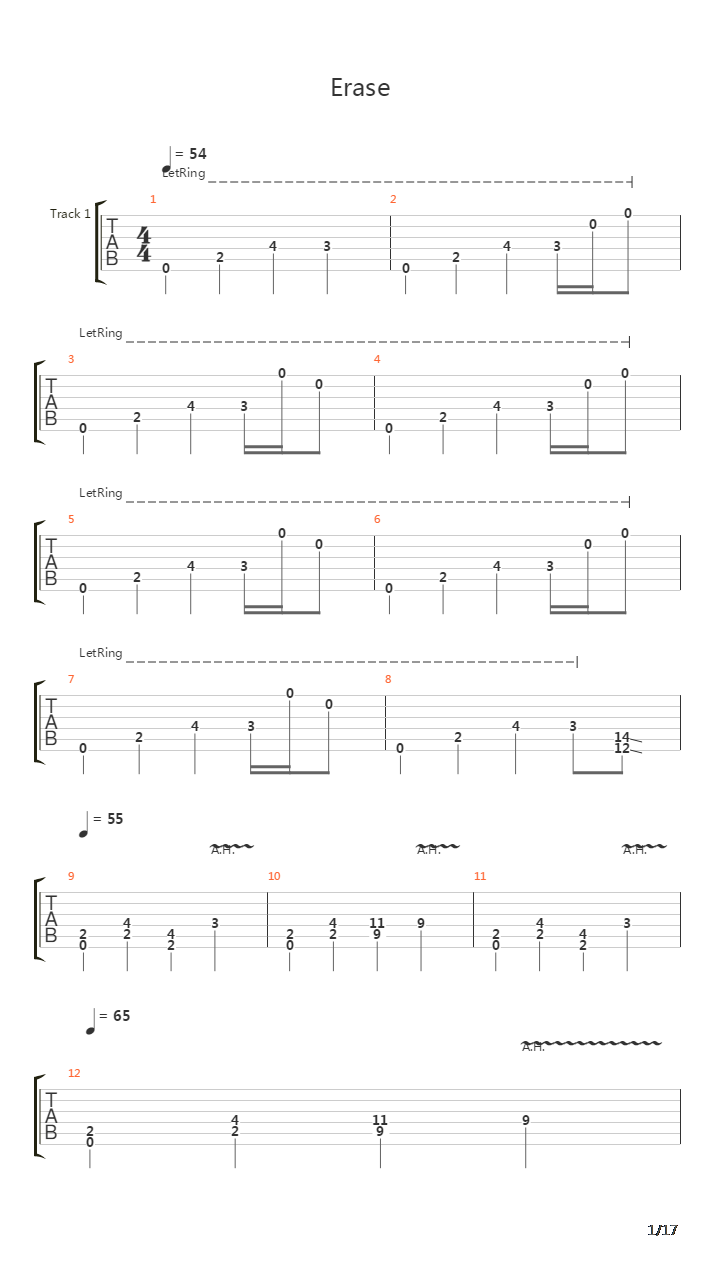 Erase吉他谱