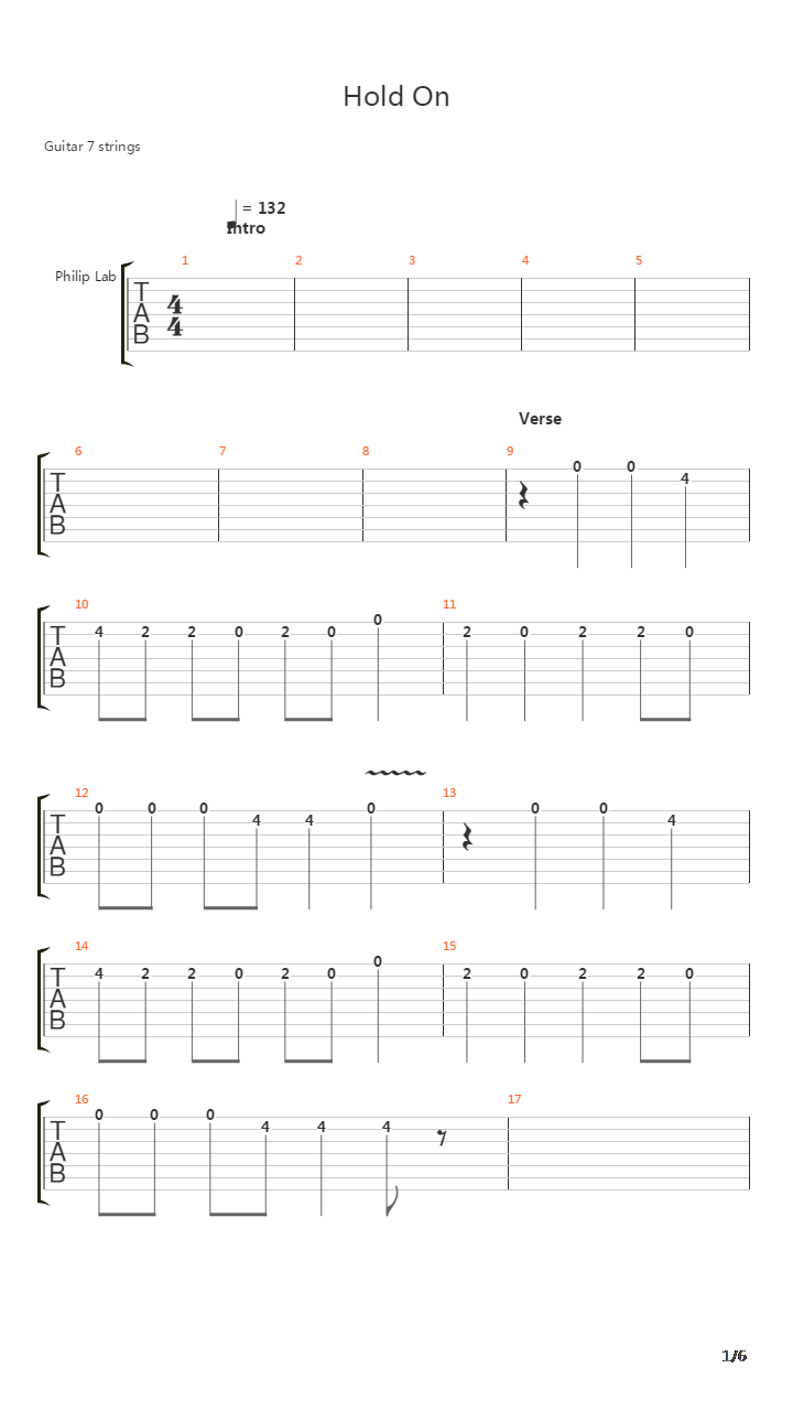 Hold On吉他谱