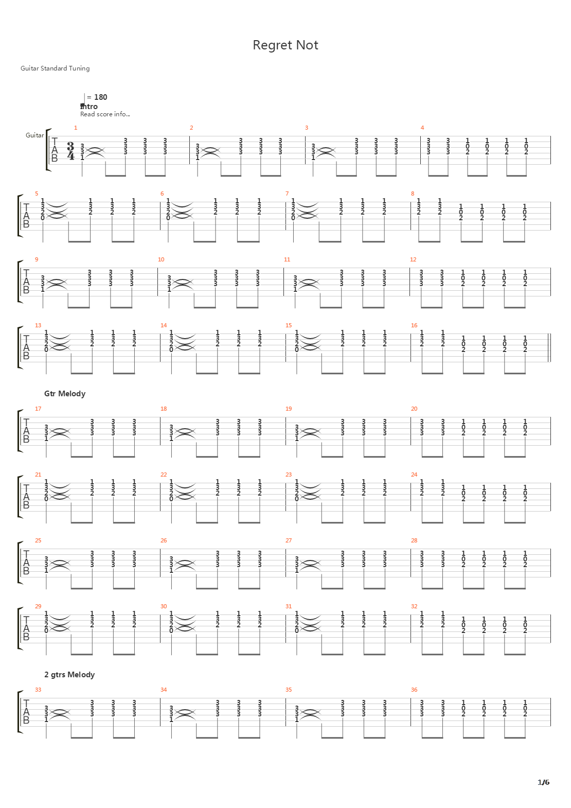 Regret Not吉他谱