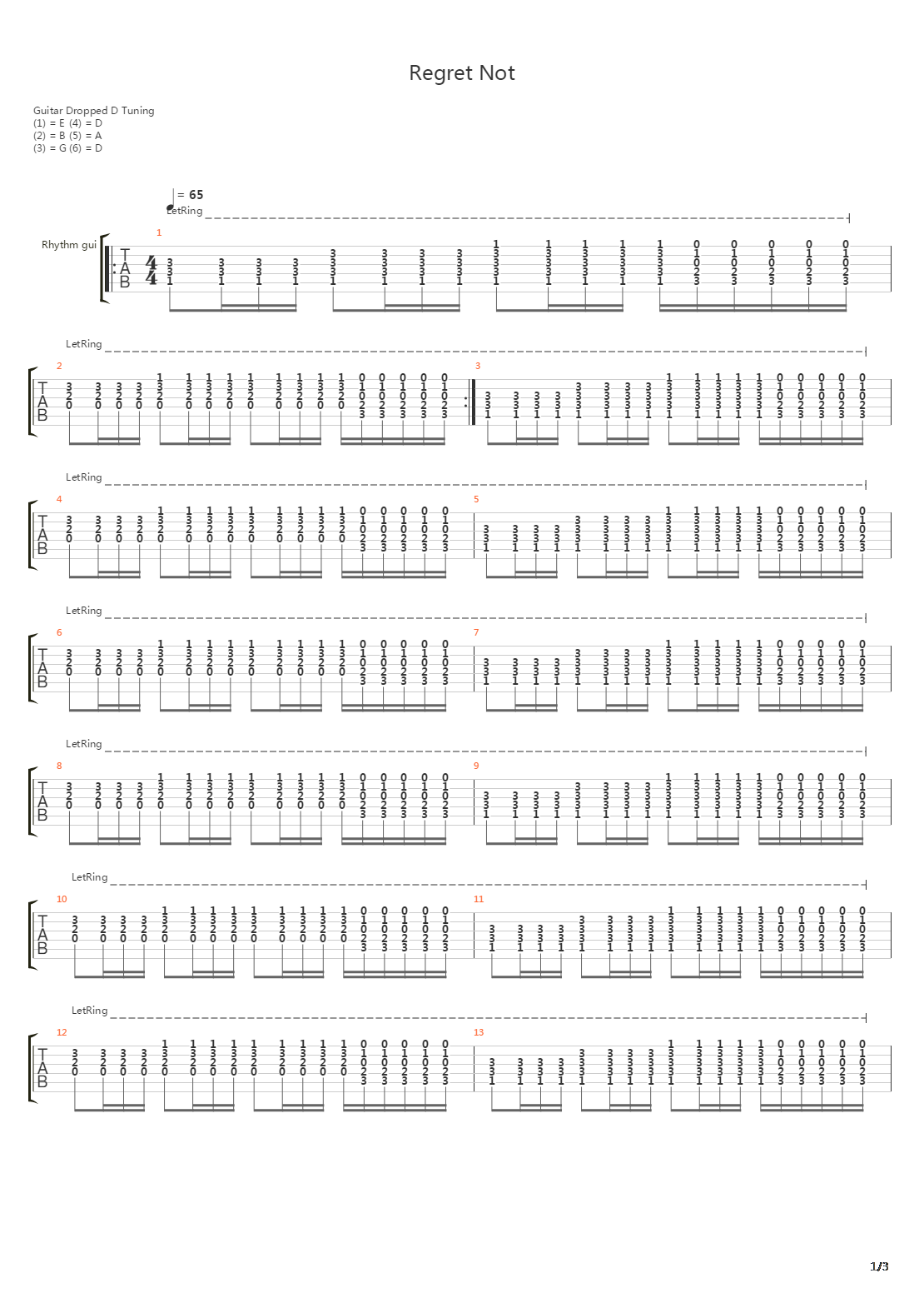 Regret Not吉他谱