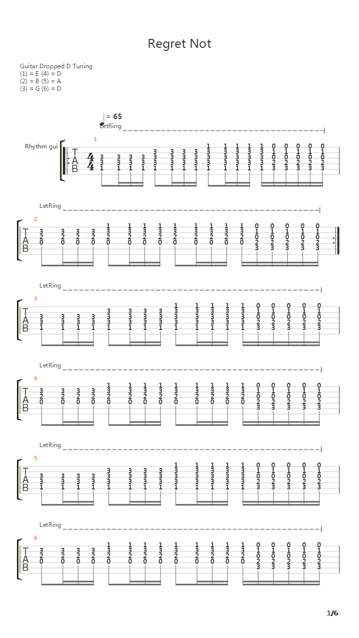 Regret Not吉他谱