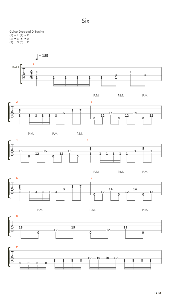 Six(10)吉他谱