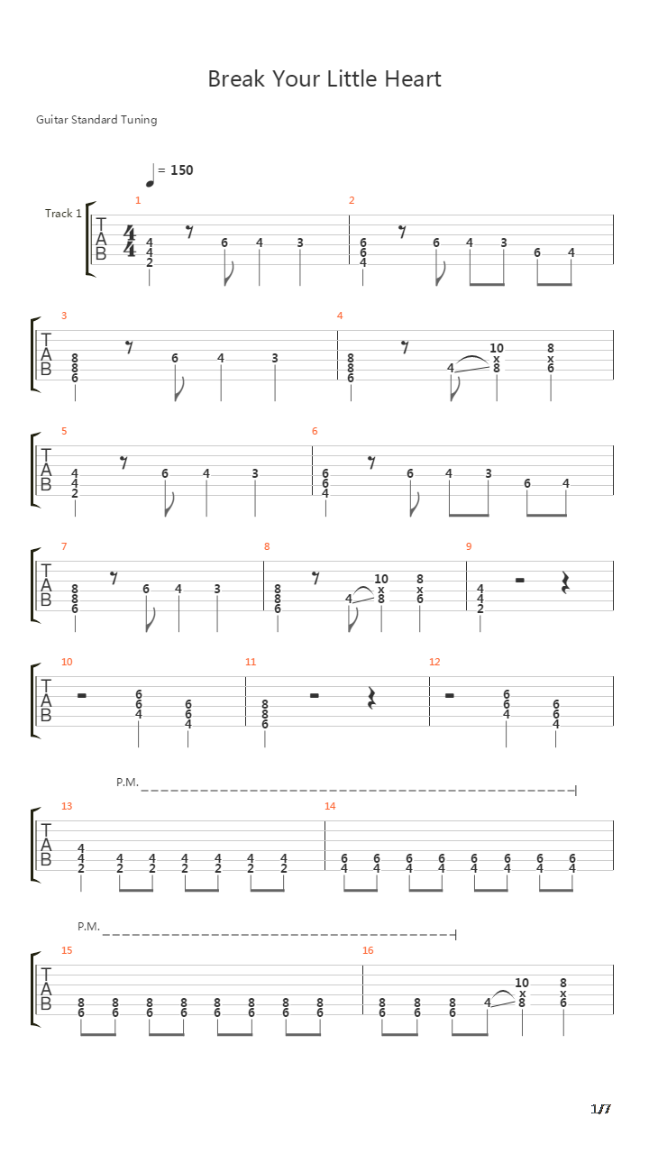 Break Your Little Heart吉他谱