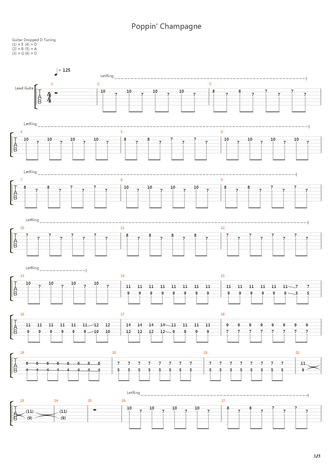 Poppin Champagne吉他谱