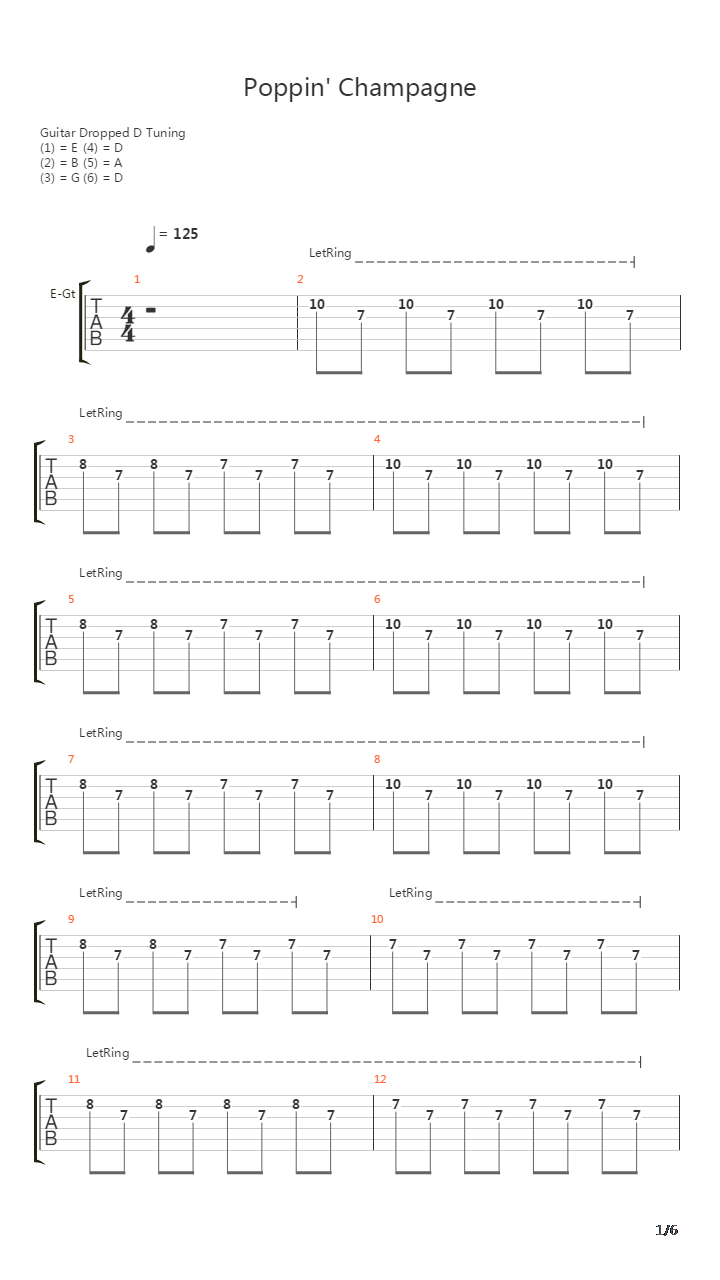 Poppin Champagne吉他谱