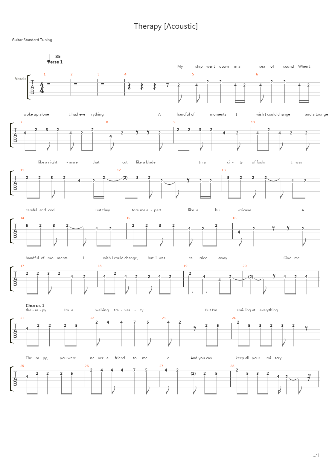 Therapy吉他谱