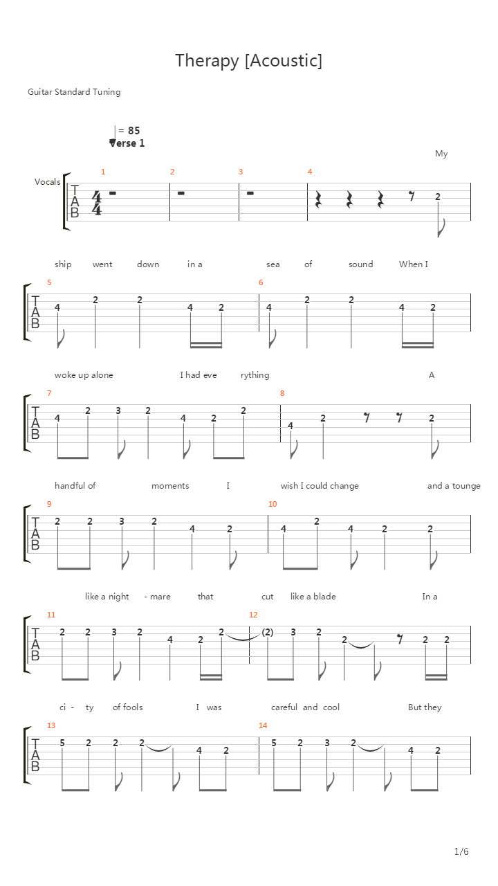 Therapy吉他谱