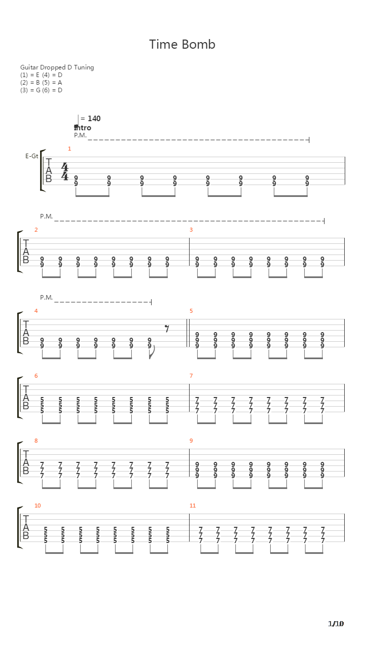 Time Bomb吉他谱