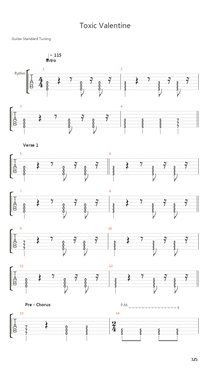 Toxic Valentine吉他谱