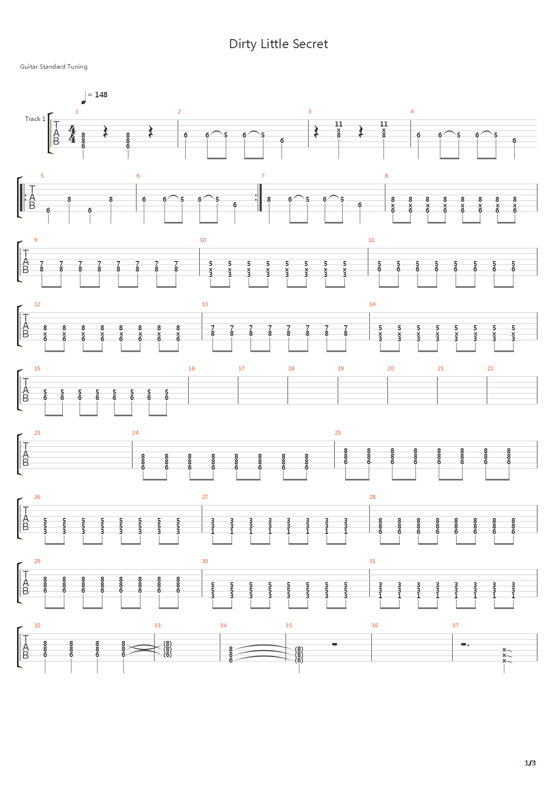 Dirty Little Secret吉他谱
