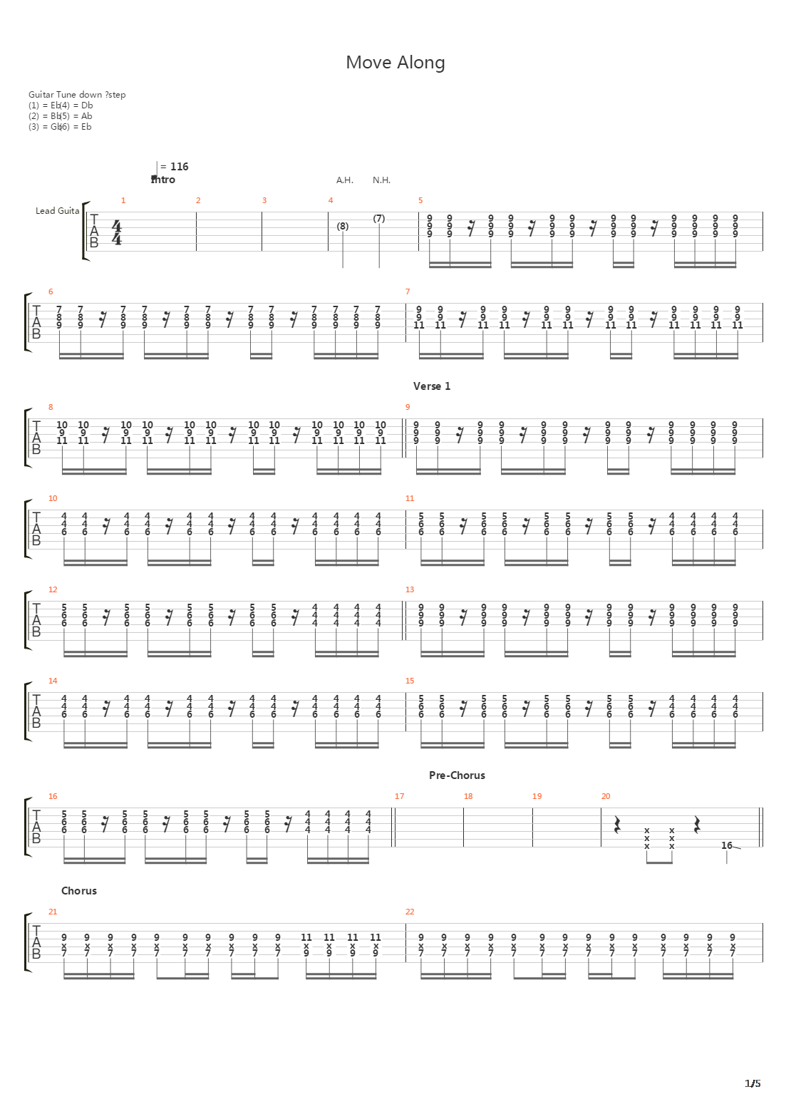 Move Along吉他谱