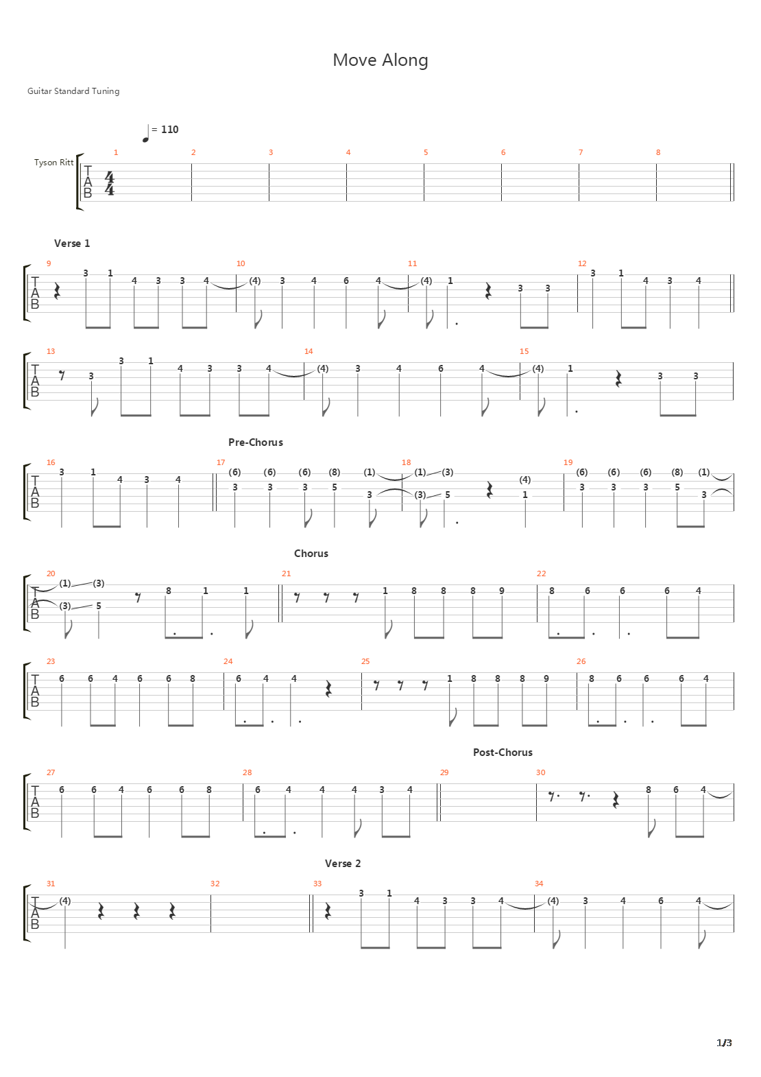 Move Along吉他谱