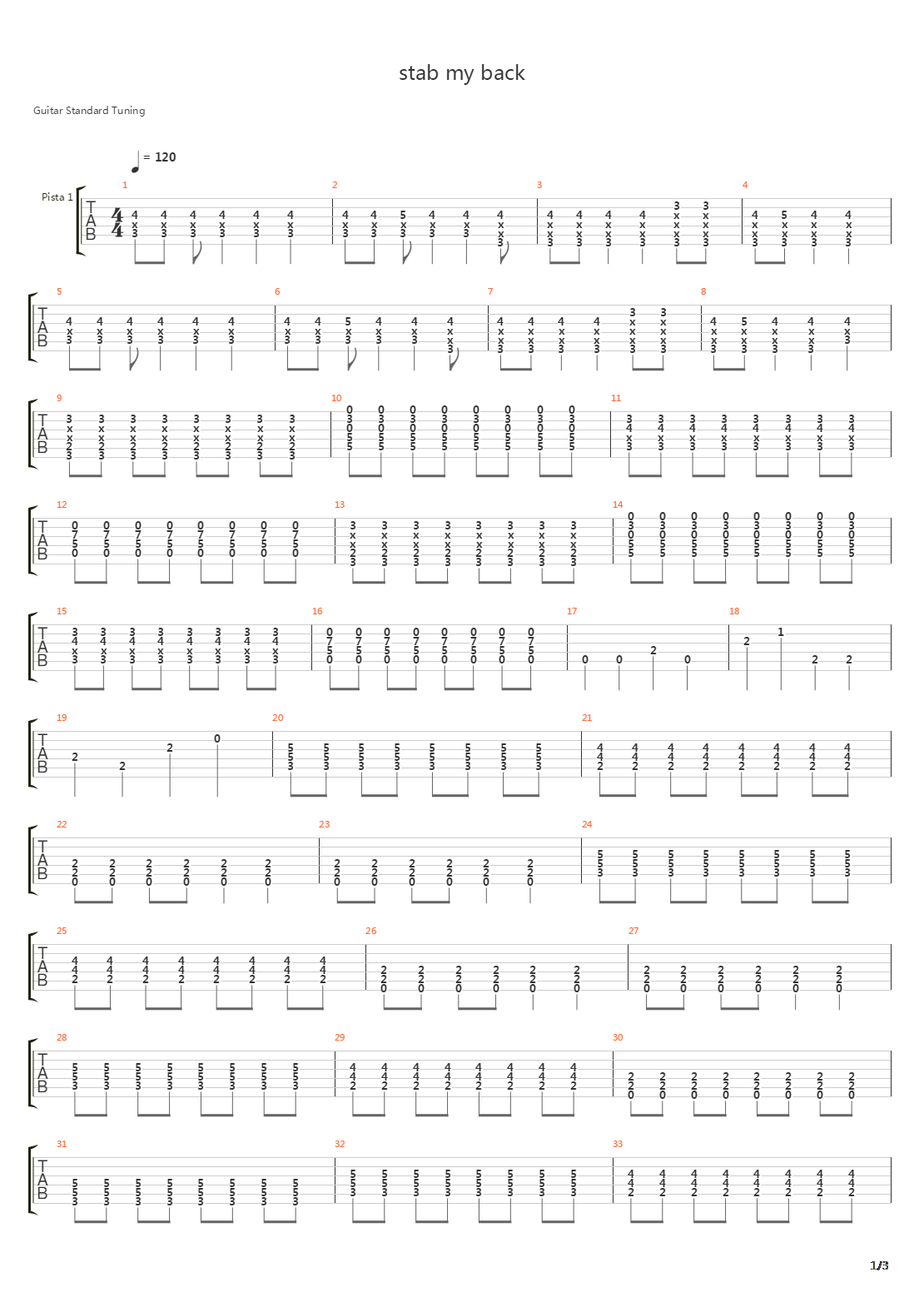 Stab My Back吉他谱