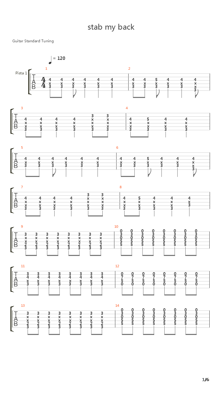 Stab My Back吉他谱
