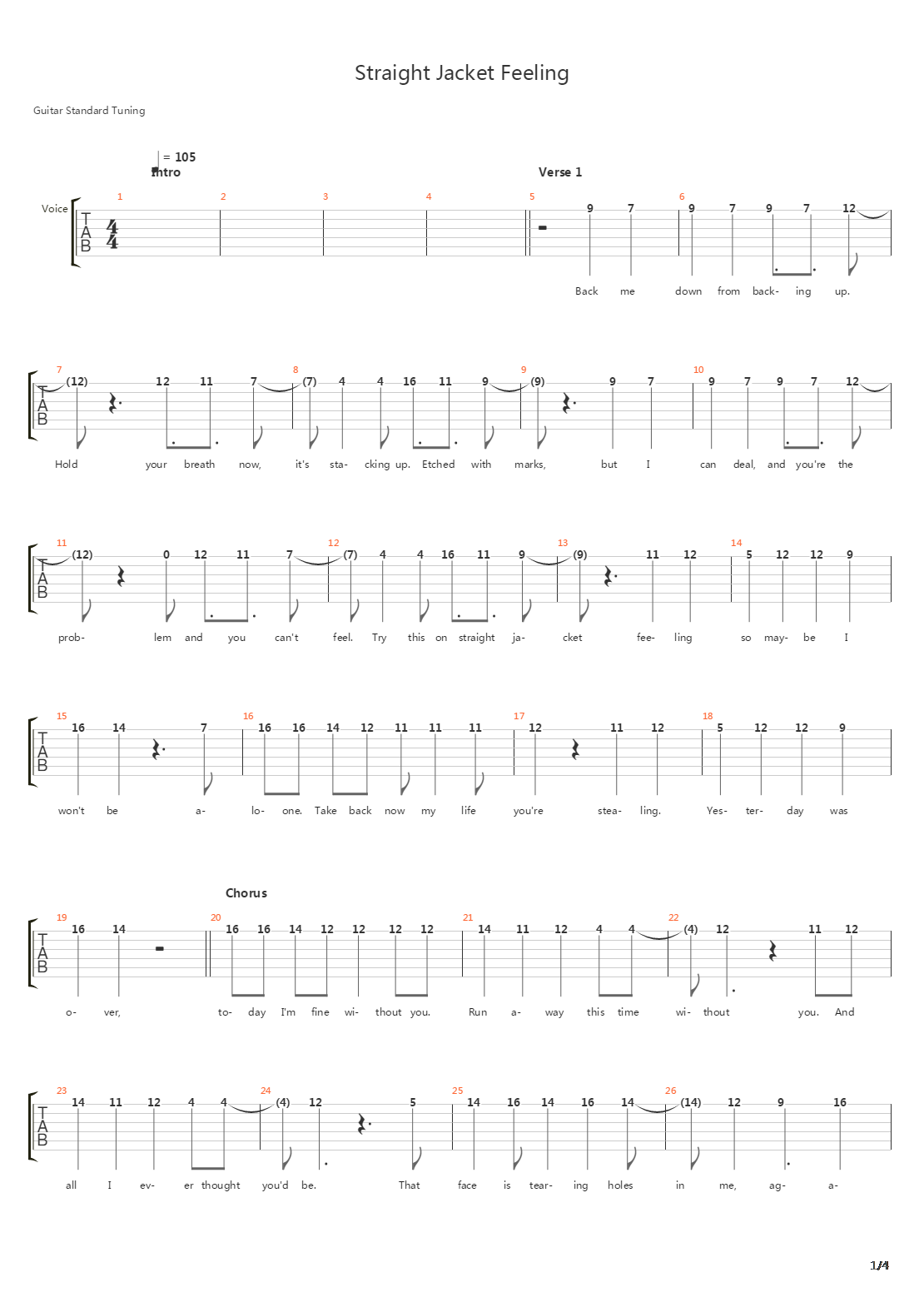 Straight Jacket Feeling吉他谱
