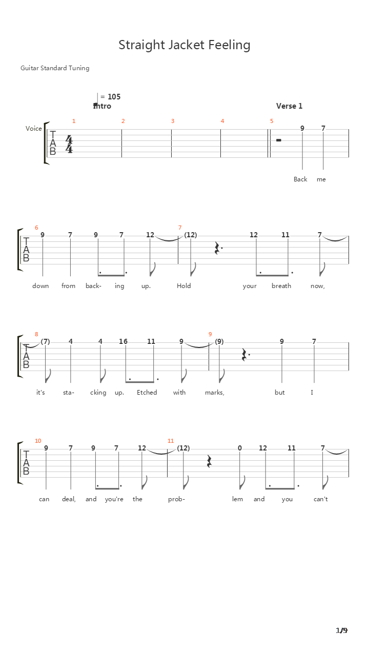 Straight Jacket Feeling吉他谱