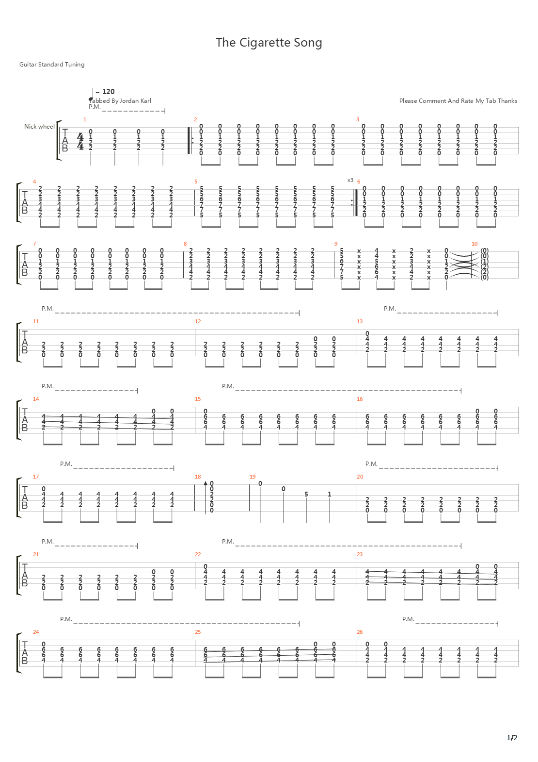 The Cigarette Song吉他谱