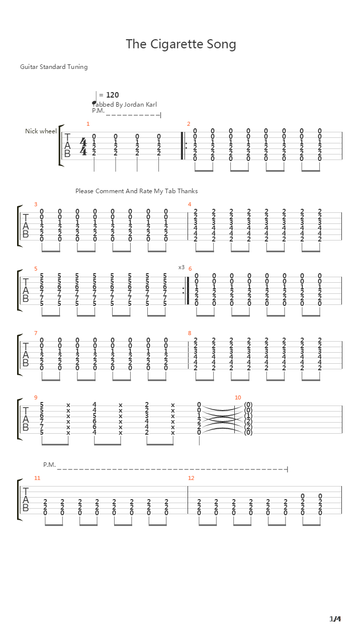 The Cigarette Song吉他谱
