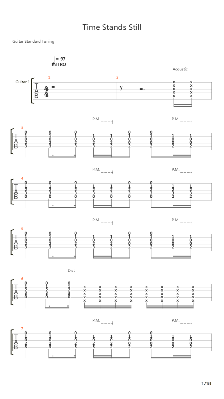 Time Stands Still吉他谱