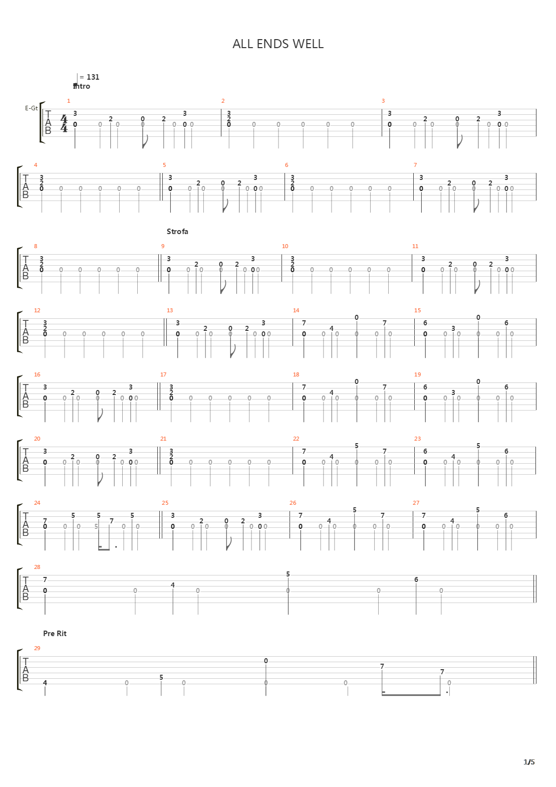 All Ends Well吉他谱