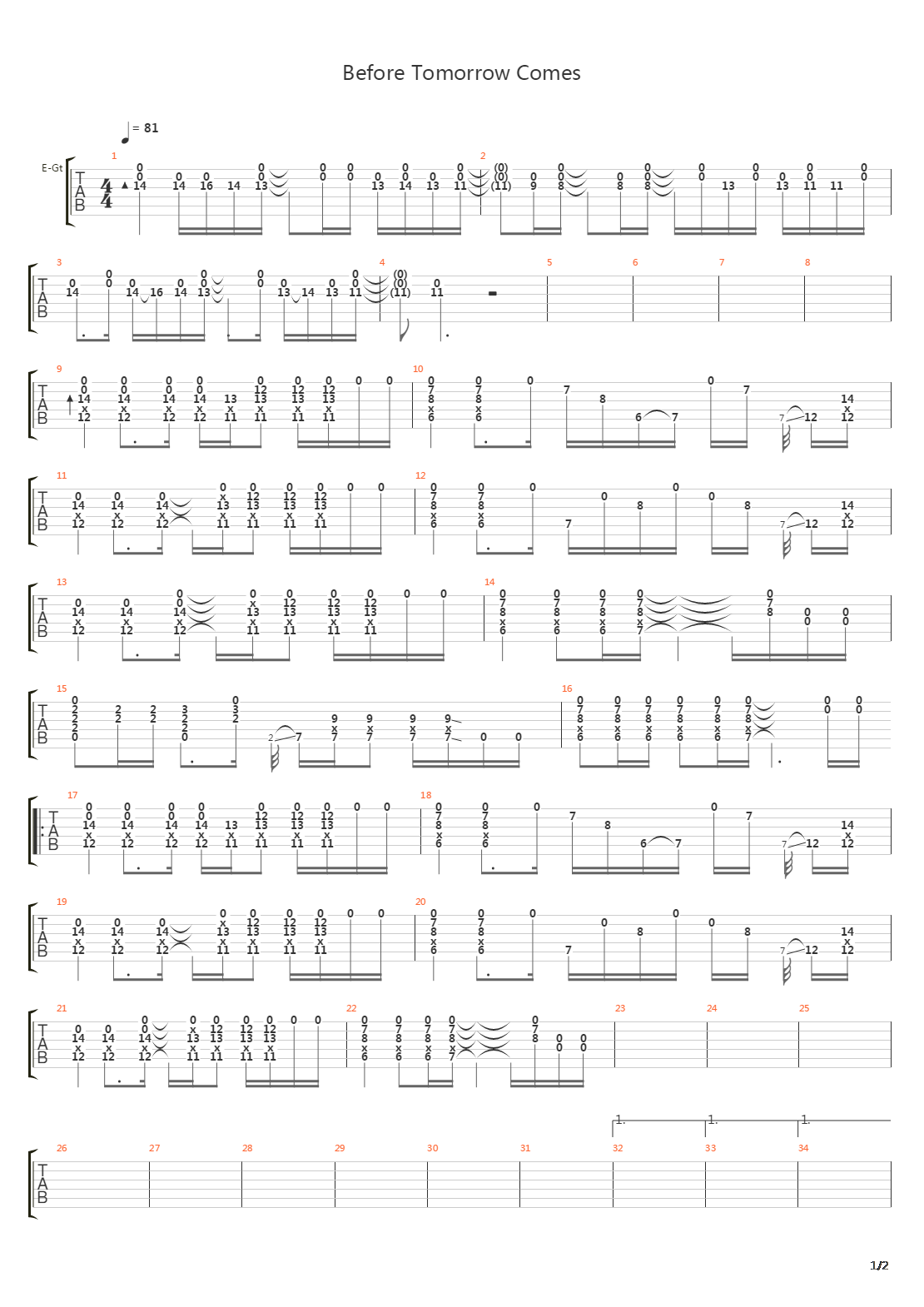 Before Tomorrow Comes吉他谱