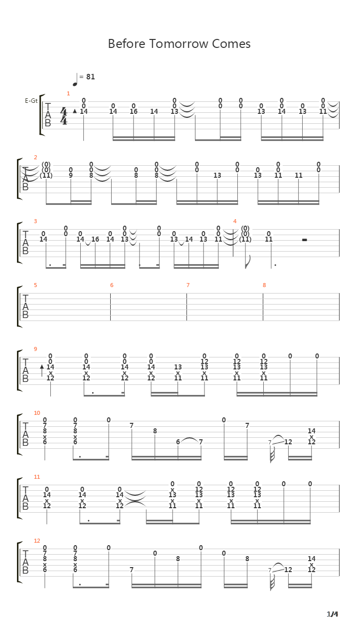Before Tomorrow Comes吉他谱