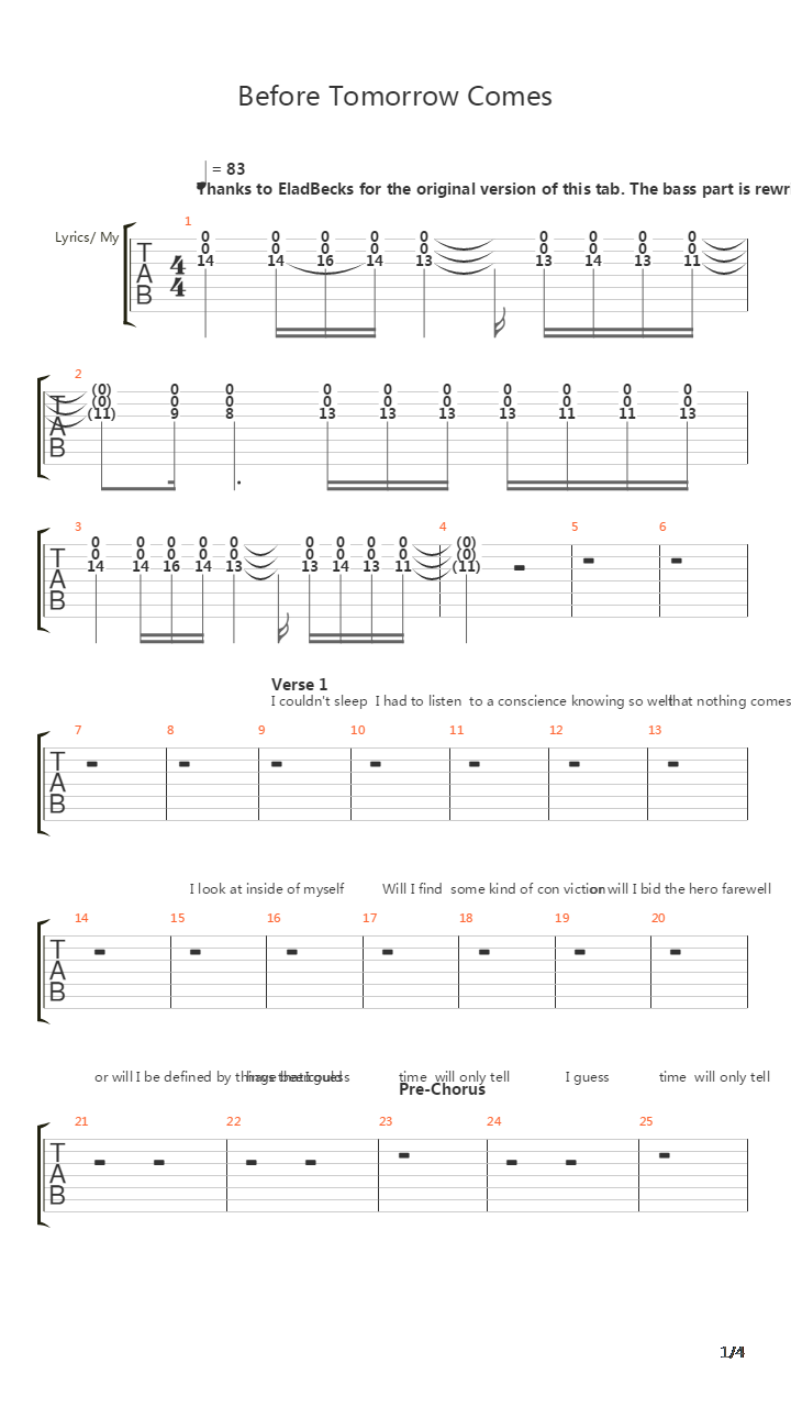 Before Tomorrow Comes吉他谱