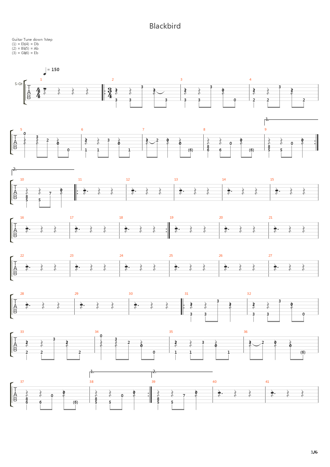 Blackbird吉他谱
