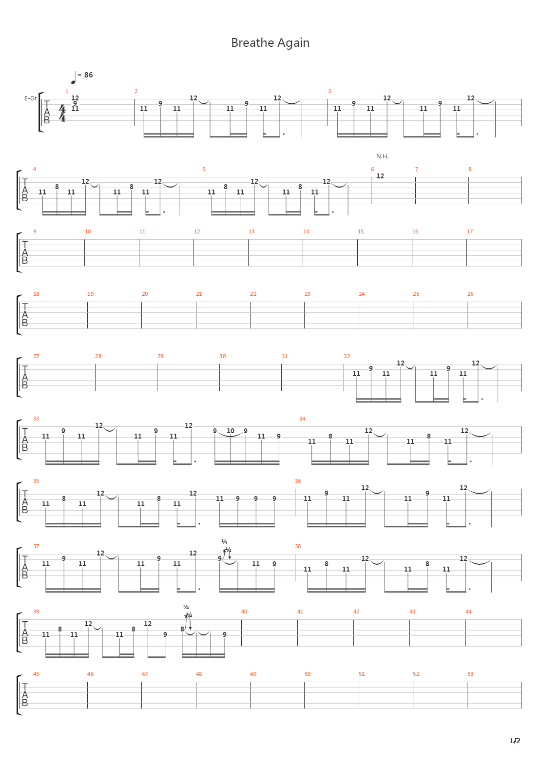 Breathe Again吉他谱