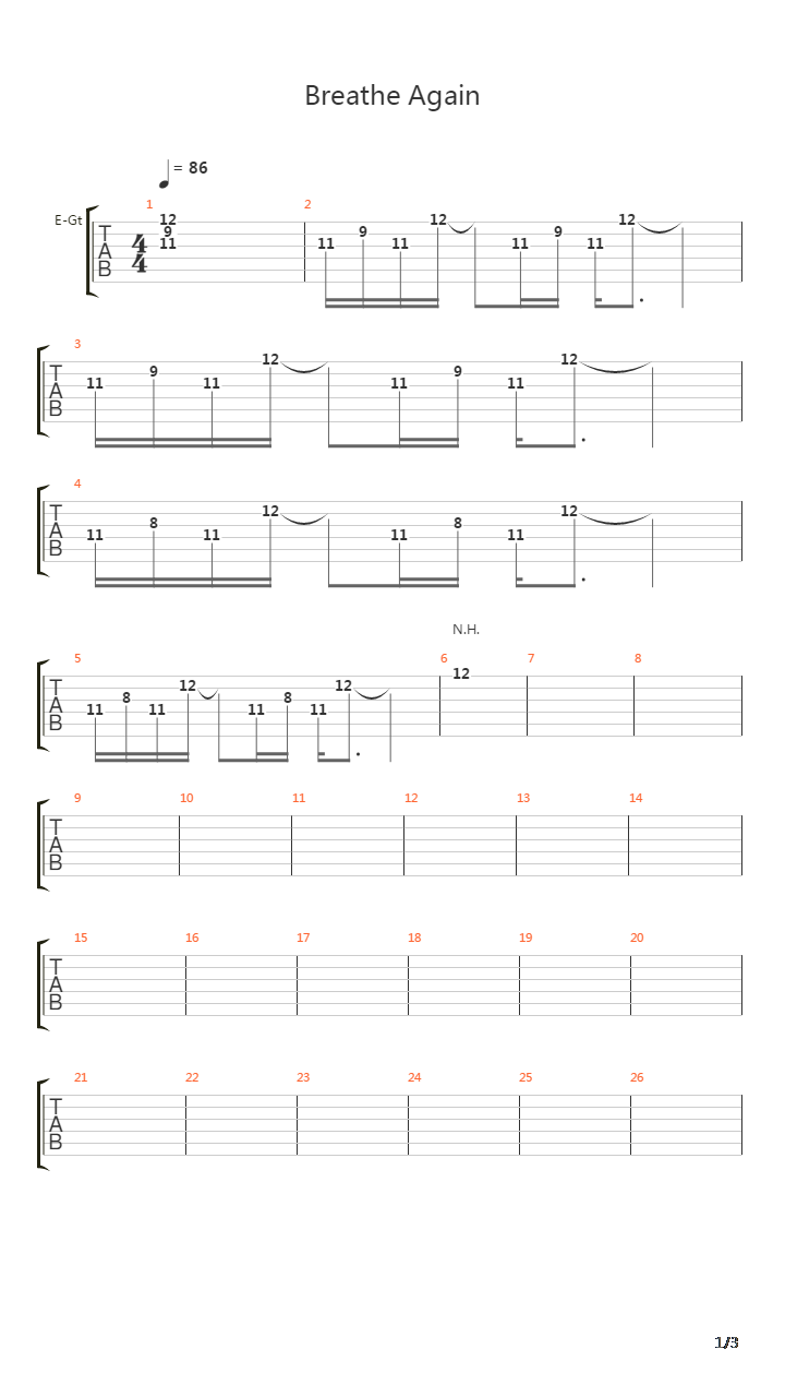 Breathe Again吉他谱