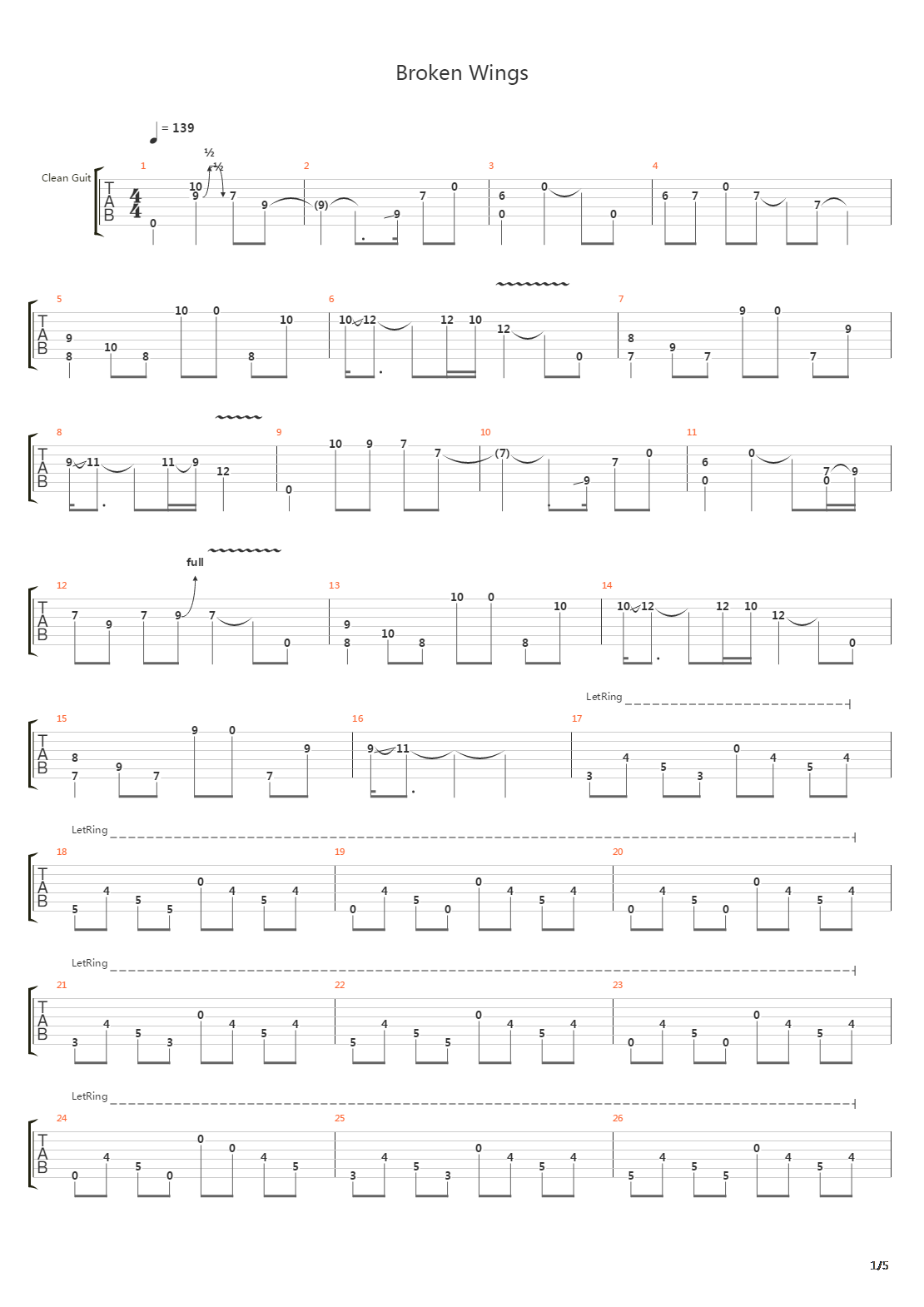 Broken Wings吉他谱