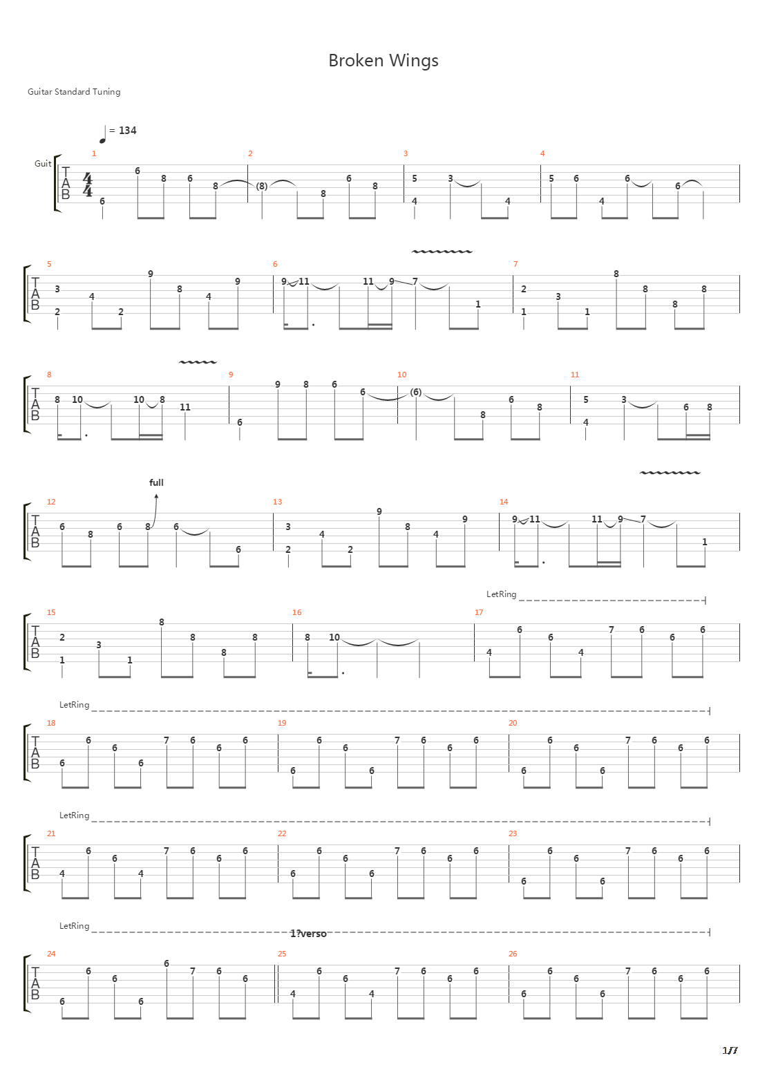 Broken Wings吉他谱