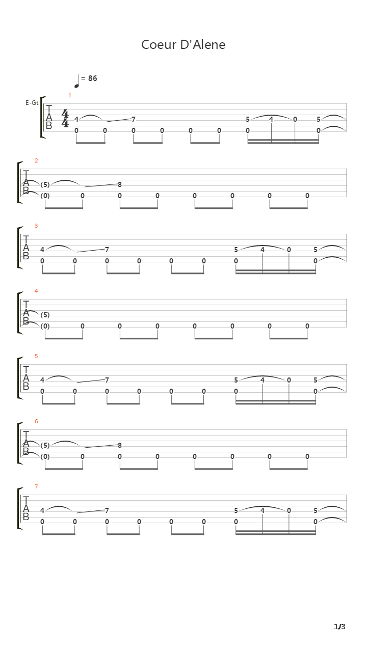 Coeur Dalene吉他谱