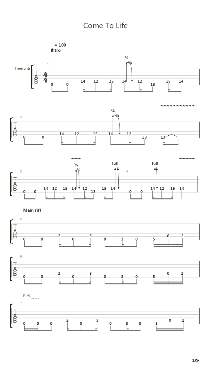 Come To Life吉他谱