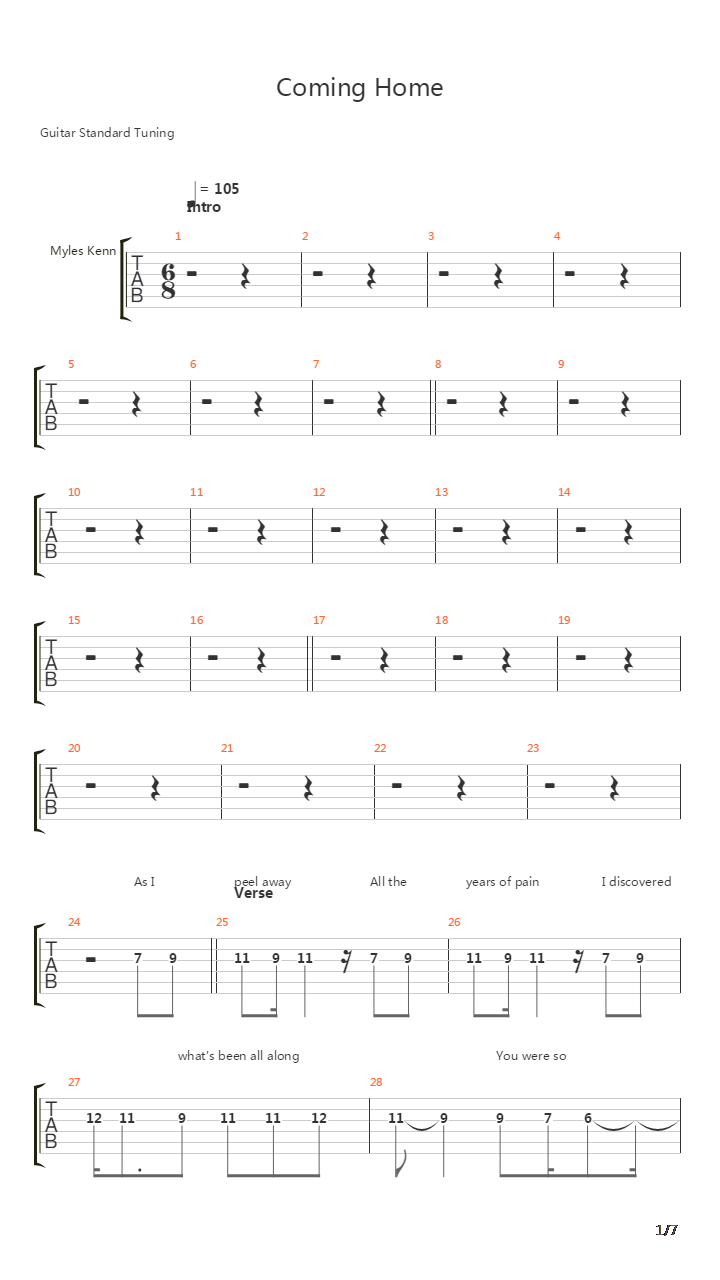 Coming Home吉他谱