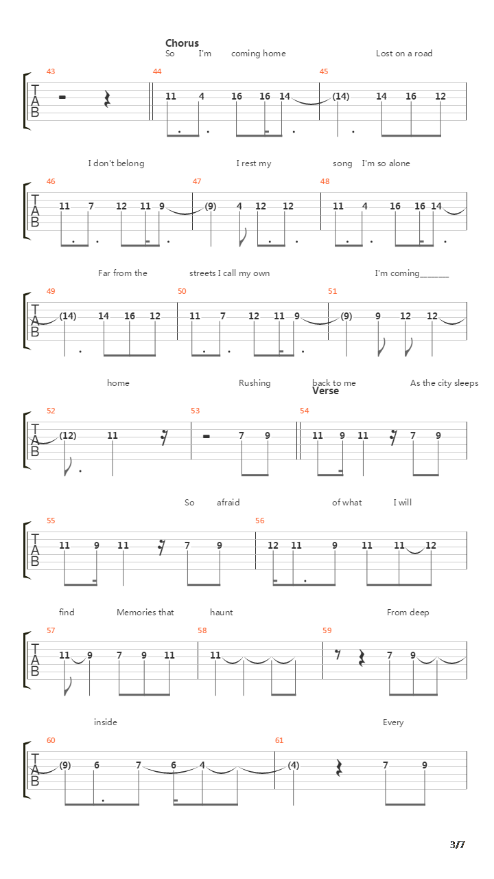 Coming Home吉他谱