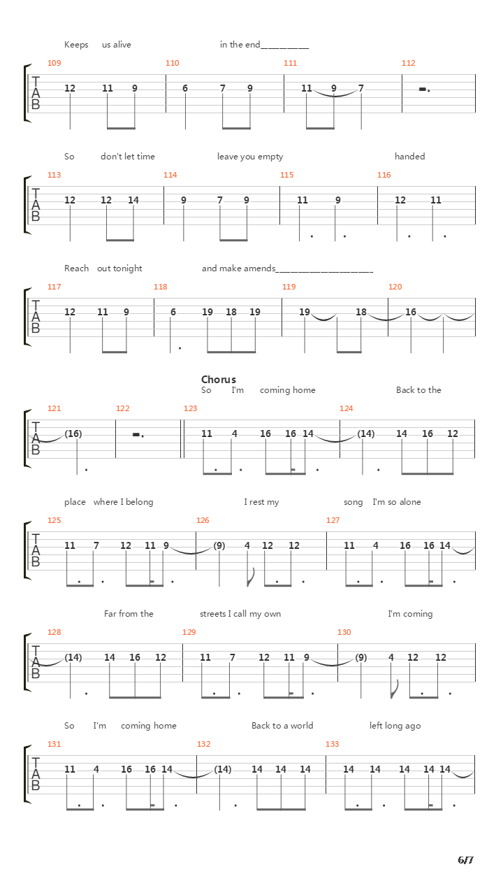 Coming Home吉他谱