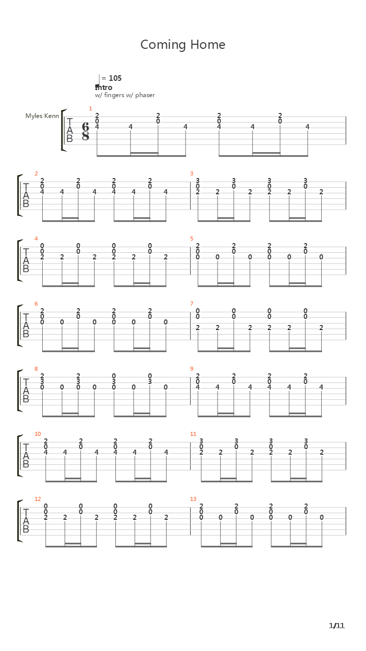 Coming Home吉他谱