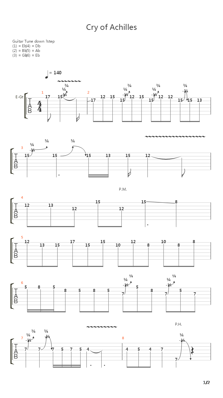 Cry Of Achilles吉他谱
