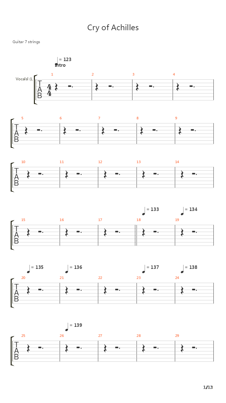Cry Of Achilles吉他谱