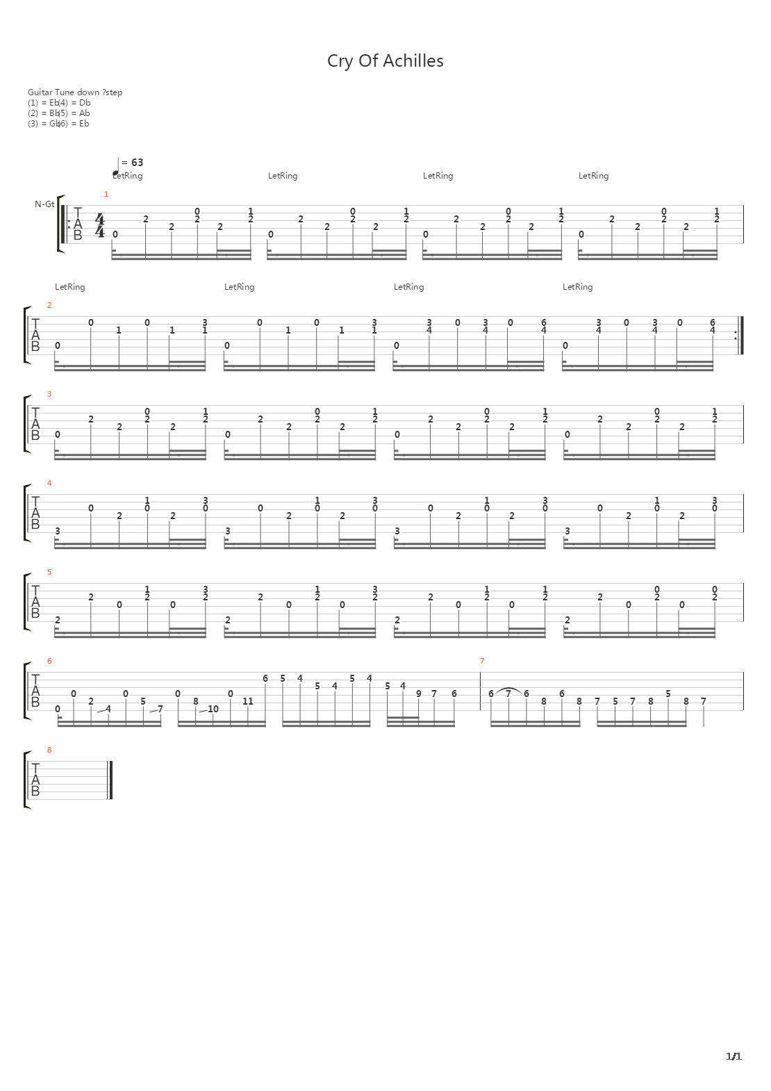 Cry Of Achilles吉他谱