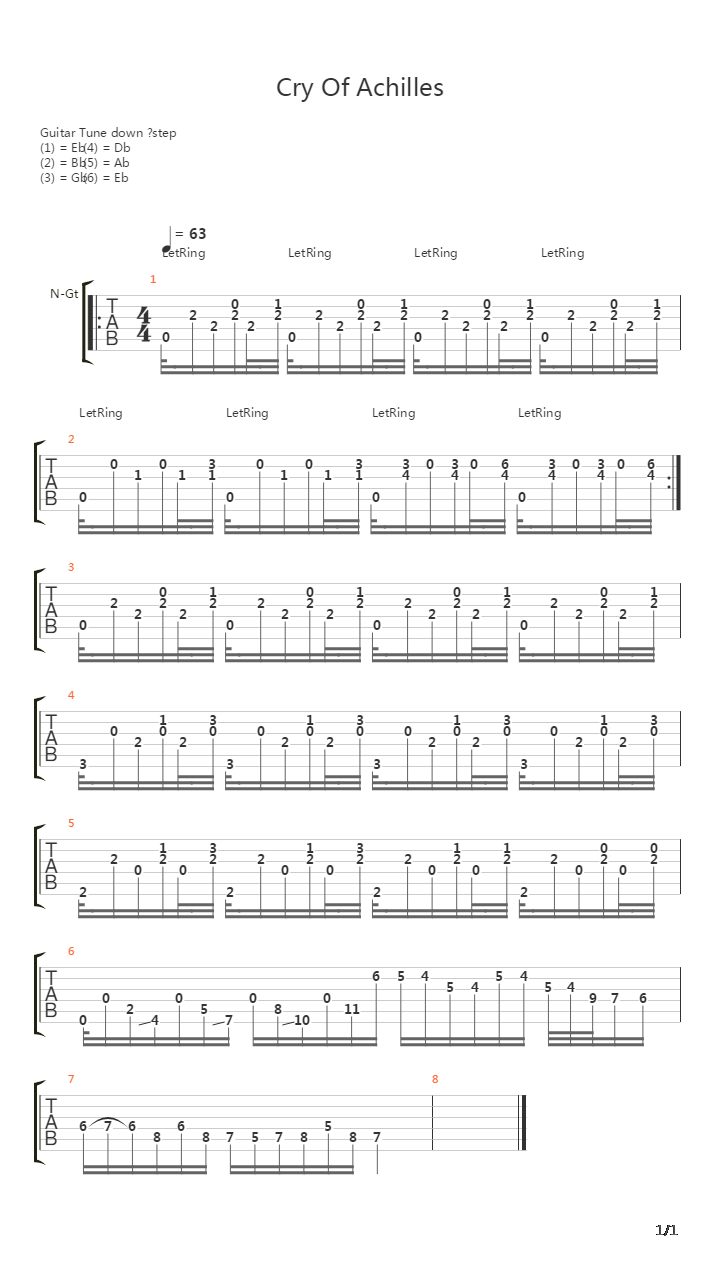 Cry Of Achilles吉他谱