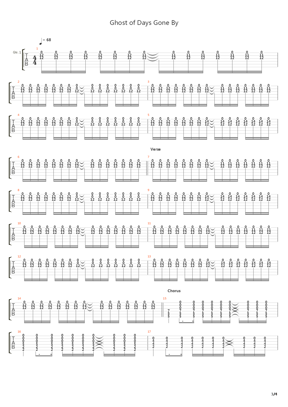 ghost of days gone by吉他譜