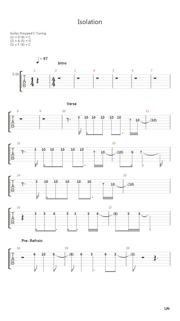 Isolation吉他谱
