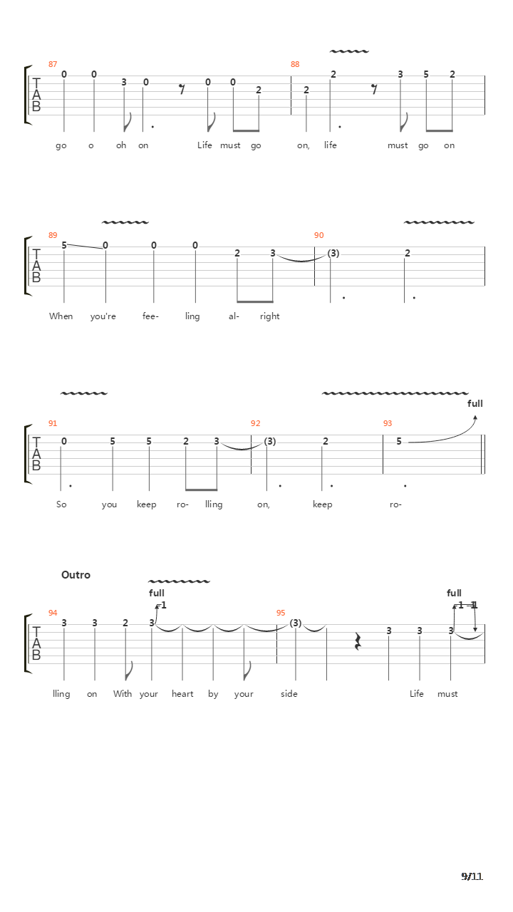 Life Must Go On吉他谱