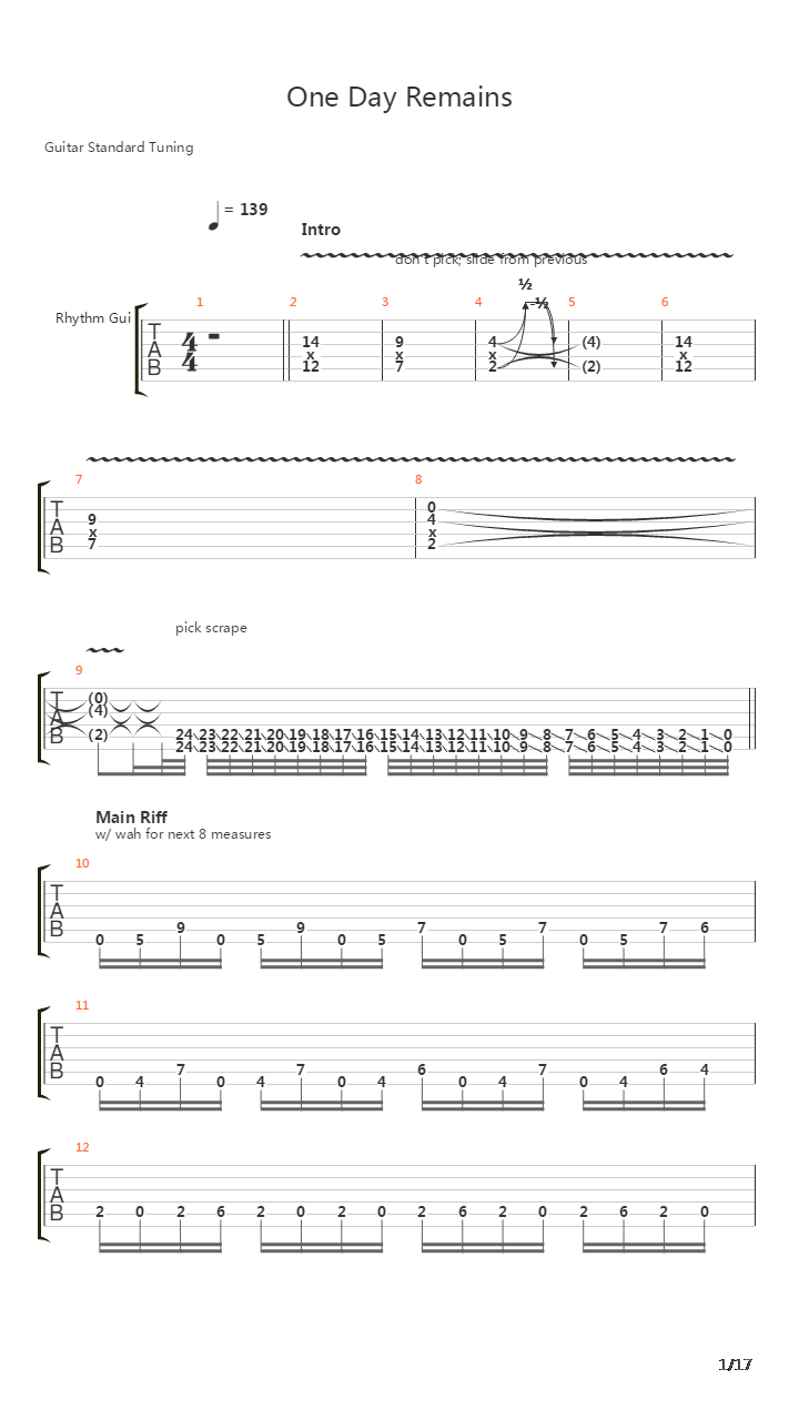 One Day Remains吉他谱