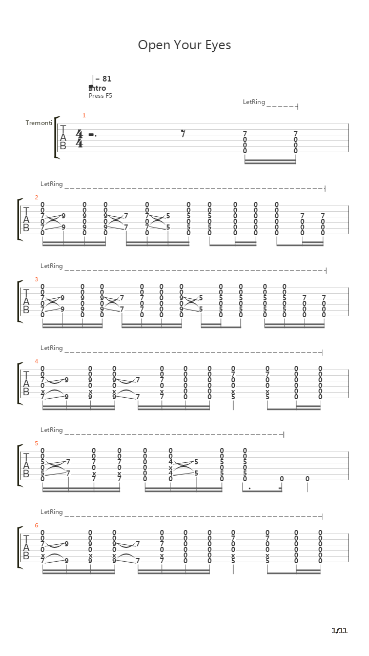 Open Your Eyes吉他谱