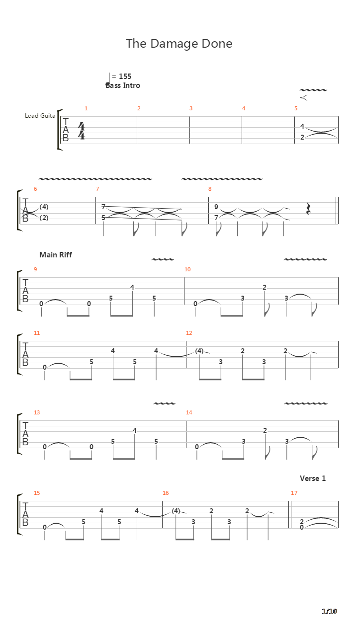 The Damage Done吉他谱