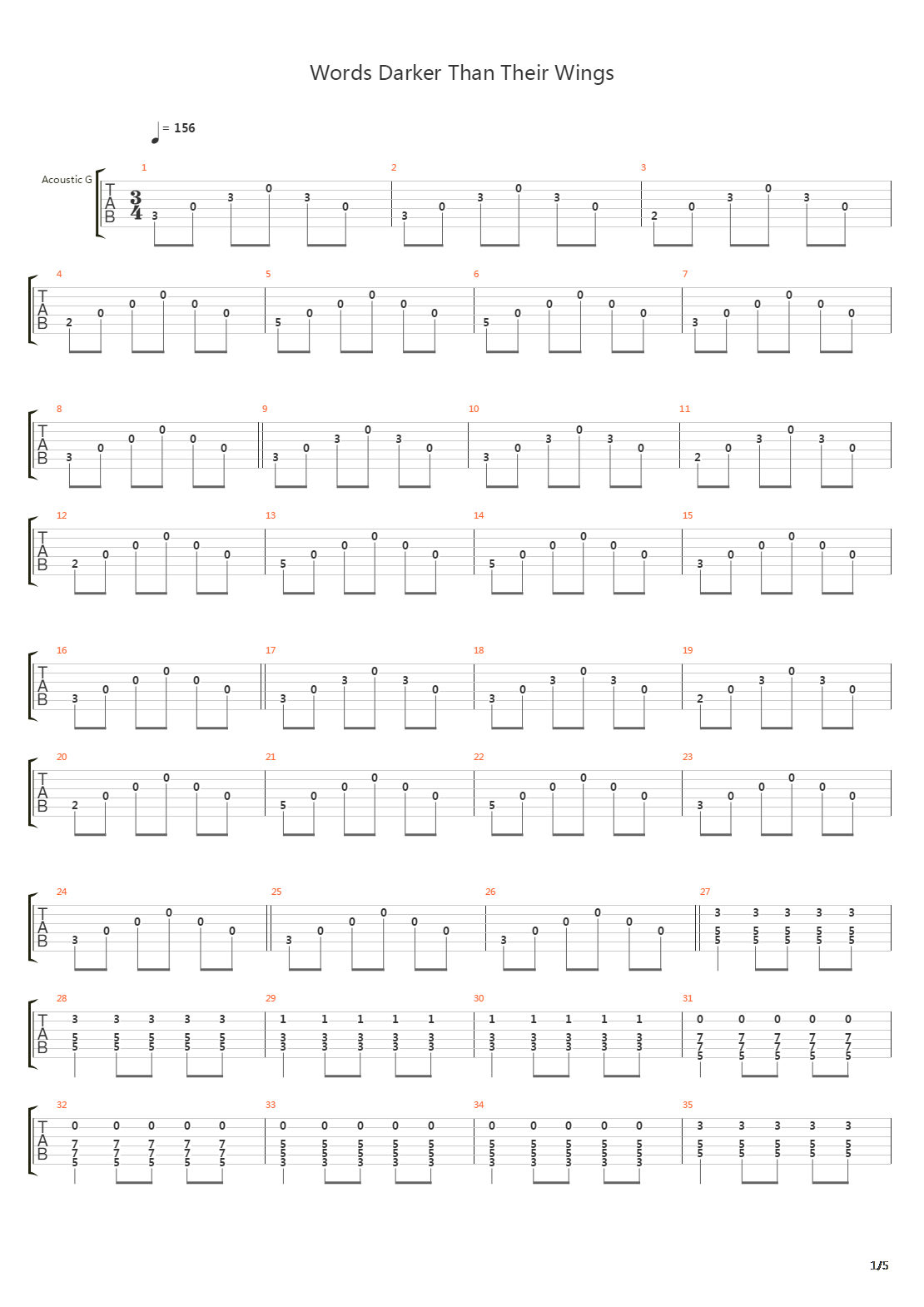 Words Darker Than Their Wings吉他谱
