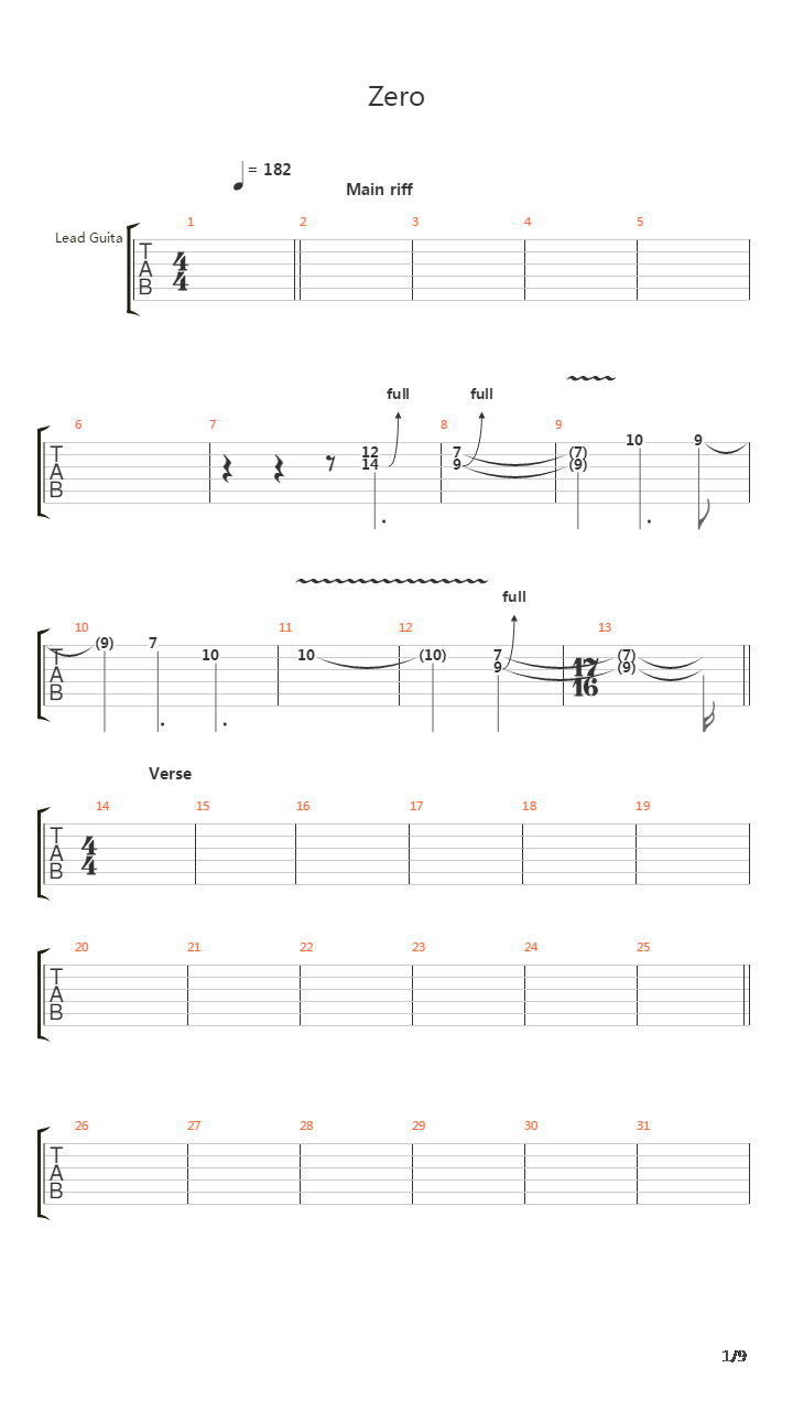 Zero吉他谱